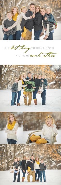 a group of people standing in the snow with their arms around each other