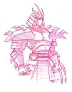 a drawing of a knight in armor