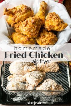 homemade fried chicken air fryer recipe with text overlay