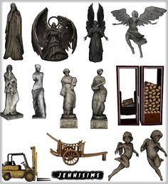 an image of some statues that are in the shape of people and things to see