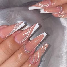 Fancy Nails Designs, Ombre Acrylic Nails, Simple Gel Nails, Nails Design With Rhinestones, Girly Acrylic Nails, Long Acrylic Nails Coffin, Acrylic Nails Coffin Pink, Coffin Nails Long