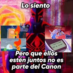 an image of some cartoon characters with captioning in spanish and english on the bottom right hand corner