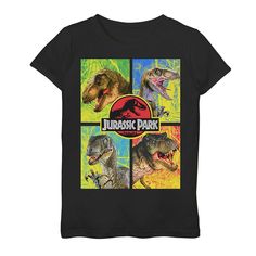 Update your little one's casual wardrobe with this fun Girls 7-16 Jurassic Park Four Different Dinosaur Faces Graphic Tee. Update your little one's casual wardrobe with this fun Girls 7-16 Jurassic Park Four Different Dinosaur Faces Graphic Tee. Crewneck Short sleevesFABRIC & CARE Cotton Machine wash Imported Size: Small. Color: Black. Gender: female. Age Group: kids. Dinosaur Tshirt, Jurassic World Dinosaurs, Vintage Humor, Jurassic Park, Casual Wardrobe, Dinosaurs, Quality Clothing, Funny Shirts, Branded T Shirts