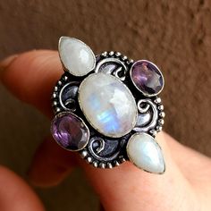 Brand New Handmade Rainbow Moonstone And Faceted Amethyst Silver Ring. Size 9 925 Stamped New To Poshmark? Use Referral Code Kimberlyn222 To Receive $10. Silver Multi-stone Moonstone Ring In Spiritual Style, Silver Moonstone Gemstone Ring, Spiritual Silver Multi-stone Moonstone Ring, Silver Fusion Style Moonstone Gemstone Ring, Silver Multi-stone Moonstone Ring In Sterling Silver, Silver Fusion Moonstone Ring, Silver Fusion Style Moonstone Ring, Silver Multi-stone Moonstone Ring As Gift, Adjustable Silver Moonstone Multi-stone Ring