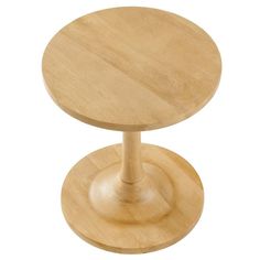 a wooden table with two small round bases