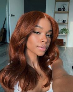 Honey Blonde On Cool Skin, Cooper Auburn Hair Color On Black Women, Ginger Hair Neutral Skin, Hicolor Highlights Copper, Fall Hair Colors On Black Women, Ginger Beer Hair Color, Hot Baddie Outfits, Copper Hair On Brown Skin, Best Hair Color For Brown Skin