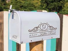 Monogram Mailbox Decal - Personalized Script Font & Swirl Design - Eastcoast Engraving Front Door Number, Curbside Appeal, Front Door Numbers, Mailbox Monogram, Mailbox Stand, Address Decals, Mailbox Decal, Address Marker, Mailbox Address