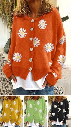 Fall trendy red kinitted cardigan outfits for women, knitted patchwork cardigans idea, get fresh new color red cardigan/ navy blue cardigan/ maroon cardigan/ crem cardigan/ green cardigan/ leopard cardigan outfits. Christmas gifts, casual cute soft street chic sweater cardigan. Daisy Cardigan, Knitted Patchwork