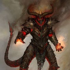 an image of a demon with horns on it's head and claws in his hands