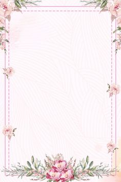 a floral frame with pink flowers and greenery on the edges, in pastel tones