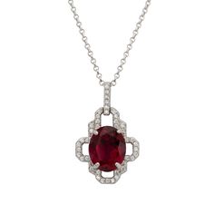 This necklace features a stunning flower design that radiates beauty. At the centre lies an oval-shaped, lab-grown Ruby, its rich red hue symbolizing love and passion. The surrounding petals, adorned with sparkling zirconia, create a brilliant halo that enhances the necklace's luxurious appeal. Ruby, the birthstone for July, is known for its symbolism of vitality and energy, making this necklace a meaningful and exquisite addition to your jewellery collection. Elevate your style with the Rosamun Ruby Pendant Necklace, Ruby Necklace Pendant, Pendant Necklace Silver, August Birthstone Jewelry, July Birthstone Jewelry, Ruby Pendant, Zodiac Jewelry, Gifts For New Mums, Jewelry Ring Box