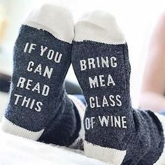 We're buying a pair of these for ourselves and all our girlfriends. Wine Socks, Gray Fashion, A Glass Of Wine, Warm Socks, Funny Socks, Baby Pillows, Glass Of Wine, Calf Socks, Casual Socks