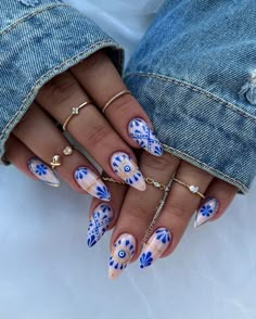 Boho Nails, Nail Patterns, Funky Nails, Dope Nails, Short Acrylic Nails, Cute Acrylic Nails, Mani Pedi, Nail Inspiration