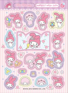 the hello kitty sticker sheet is shown