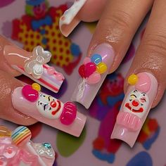 Clown Nails, Pro Nails, Wow Nails, Gel Nails Diy, Nail Design Inspiration, Exotic Nails, Really Cute Nails, Nail Photos, Nails Desing