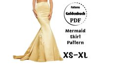 XS-XL Fishtail Skirt With Train PDF Sewing Pattern Wedding - Etsy Mermaid Skirt Pattern, Long Skirt Formal, Sewing Knowledge, Wedding Mermaid, Bridesmaid Separates, Trousers Pattern, Pattern Wedding, Morticia Addams, Wedding Skirt