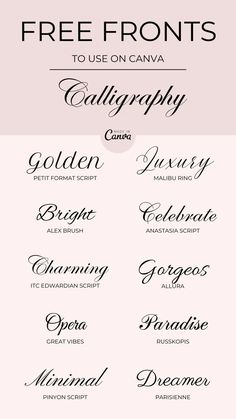 some type of calligraphy that is in different font styles and colors, with the words free