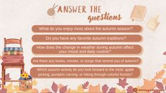 an autumn quiz with the answers and answer box below it, which is what do you enjoy most about the autumn season?