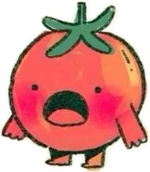 a cartoon tomato with an angry expression on it's face