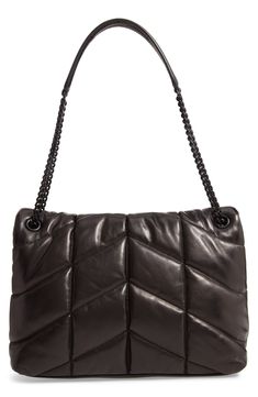 Puffer-inspired quilting gives street-savvy style to a classic YSL bag featuring chic black hardware, a just-right silhouette and a pull-through chain strap. Style Name:Saint Laurent Medium Loulou Quilted Puffer Leather Shoulder Bag. Style Number: 5887040. Black Bags With Diamond Quilting For Evening, Black Evening Bags With Diamond Quilting, Black Diamond Quilted Shoulder Bag For Everyday Use, Black Diamond Quilted Evening Bag, Ysl Loulou Puffer Bag, Modern Black Quilted Shoulder Bag, Black Quilted Flap Shoulder Bag, Black Diamond Quilted Shoulder Bag, Black Leather Bag With Diamond Quilting