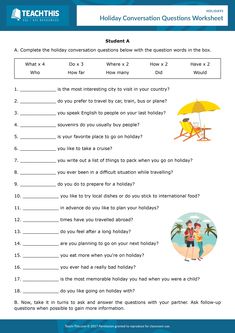 the holiday conversation question worksheet