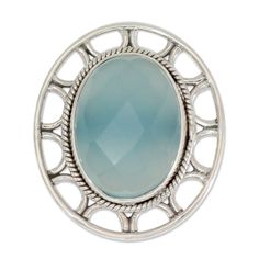 NOVICA Mumbai Sky Modern Silver Ring with Blue Chalcedony | GreaterGood Modern Silver Ring, Mothers Day Signs, Traditional Indian Jewellery, Faceted Gems, Sterling Silver Dangle Earrings, Fancy Jewelry, Blue Chalcedony, Silver Earrings Dangle, Jewelry Packaging