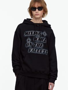 This is a trendy and unique top by FALLETT that is made out of high quality and sturdy material. With distinctive mood of the design and comfortable wear, you can style it for your casual and young daily outfit.- Relaxed loose silhouette- Unique graphic art on the front- Young and unique mood Black Hoodie For Fall Streetwear, Black Relaxed Fit Hoodie For Streetwear, Black Edgy Hoodie With Letter Print, Black Crew Neck Trendy Hoodie, Oversized Black Band Merch Hoodie, Edgy Streetwear Sweatshirt For Spring, Oversized Black Hoodie With Band Merch, Black Cotton Edgy Hoodie, Black Hip Hop Hoodie For Fall