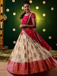 Banarasi Silk Awesome Cream and Pink Colored Wedding Wear Banarasi Lehenga Choli, Item code: KTLN2010, Price: 49.99 USD, Fabric: Silk, Color: Cream, Occasion : Wedding, Festival, Ceremonial, Size: Free Size, Stitching: Custom Stitch, Without Stitch, Gender: Women. Pearl Lace Border, Silk Half Saree, White Lehenga Choli, Indian Wedding Lehenga, Silk Lehenga Choli, White Lehenga, Half Saree Lehenga, Mehendi Outfits, Indian Lehenga Choli