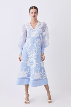 Latest Maxi Dresses, Maxi Dress Designs, Maxi Dress Collection, Floral Applique, Blue Midi Dress, Maxi Dress Blue, Karen Millen, Race Day, Petite Dresses