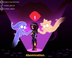 an animated image of two people holding hands with the caption'abomination '