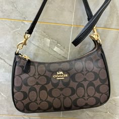 Coach Teri Shoulder Bag In Signature Canvas Ship As Soon As Possible Within 3 Working Days Brand New. Unused, Comes From A Smoke-Free Home! 18th Ideas, Coach Teri Shoulder Bag, Shoulder Bag Outfit, Fav Products, Dream Bags, Cute Purse, Girly Bags, Bags Coach, Keychain Wallet