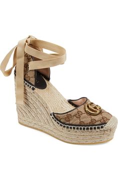 Gucci Pilar GG Ankle Tie Espadrille Platform Wedge (Women) | Nordstrom Ankle Tie Espadrilles, Espadrilles Platform, Platform Wedge, Wedge Espadrille, Platform Wedges, Espadrilles, Photo Editing, Wedges, Nordstrom