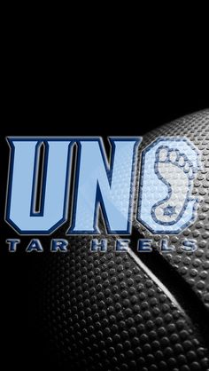 the logo for unc tar heels basketball team on a black and blue uniform background