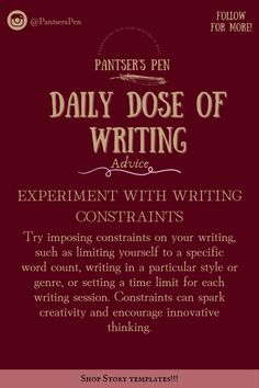 an advertisement for the daily dose of writing contest