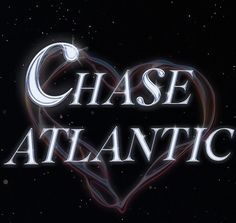 the title for chase atlantic, written in white on a black background with an abstract heart