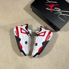 Condition 10/10 100% Genuine, Original Box Fast And Secure Delivery White Air Jordan 4 With Contrast Sole, White Air Jordan 4 With Red Sole For Streetwear, Air Jordan 4 White With Red Sole, White Air Jordan 4 Low-top With Red Sole, Jordan 4 Red, Cement Color, Shoes Jordan, Jordans For Men, Jordan Shoes