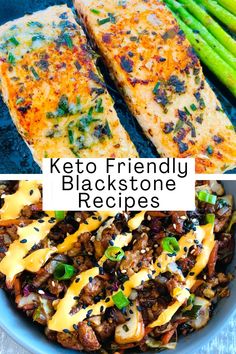 keto friendly blackstone recipes in a bowl with asparagus