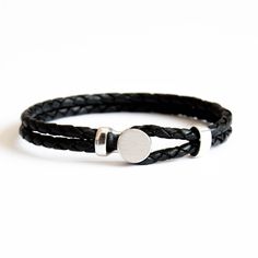 Classic bracelet with sterling silver and black leather cord This bracelet is not only an accessory with navy character and its own energy, but also a stylish modern accessory that will always be with you. We can make personal engraving with symbol or monogram so your gift will be definitely unique. Please let me know if you want personal engraving before placing order for discussing all details. The examples on the last photos. Also we can make bracelets with your logo for corporate gifts using