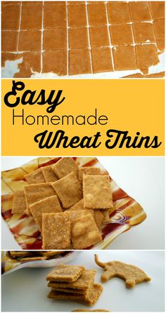 easy homemade wheat thins recipe with text overlay