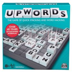 the words upwords game is on display