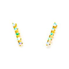 Gold plating over sterling silver White Opal 4 stone stick earring Length: 1.4cm, Width: 4mm SPE-9130 (GV/OP16) Tai Jewelry, Stick Earrings, Ear Climber, Ear Climbers, Profile Design, White Opal, Gold Plating, Handmade Bracelets, Gold Vermeil