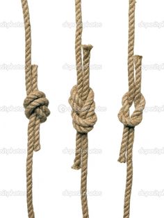 three ropes tied together with one knot on each end and the other rope in different directions