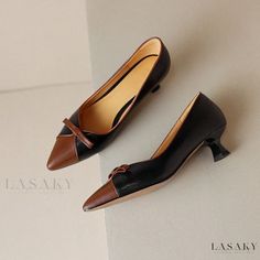 Lasaky - Chic Goat Leather Sandals with Iridescent Accents Elegant Round Toe Fall Sandals, Leather Pointed Toe Sandals For Fall, Elegant Leather Sandals For Fall, Low Heel Leather Office Sandals, Elegant Brown Pointed Toe Sandals, Elegant Closed Toe Sandals For Fall, Elegant Closed Toe Fall Sandals, Formal Leather Sandals For Fall, Brown Faux Leather Heels For Evening