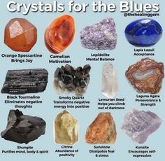 Gemstones Chart, Crystals Healing Properties, Across The Universe, Crystal Healing Stones, Crystal Magic, Stone Collection, The Blues, Energy Crystals