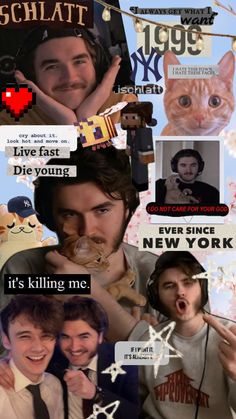 a collage of photos with cats and other things in the background, including words that say it's killing me