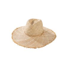 Sun Hat Raffia weaving Fray accents Inner adjustable strap Composition: Raffia + Paper Circumference: 22.5" Brim: 5" Crown height: 4" One size fits most Bohemian Woven Sun Hat For Travel, Woven Straw Hat With Flat Brim For Warm Weather, Flat Brim Woven Straw Hat For Warm Weather, Spring Travel Sun Hat Made Of Palm Leaf, Summer Travel Hat Made Of Palm Leaf, Eco-friendly Lightweight Straw Hat For Spring, Natural Hats For Travel And Beach Season, Summer Sun Straw Hat Made From Palm Leaf, Eco-friendly Lightweight Straw Hat For Vacation