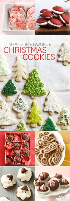 christmas cookies are arranged in different ways