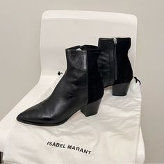 Ankle-High Lambskin And Suede Boots With Pointed Toes; Approximately 2” Heel; Worn Once With Care. Marant Shoes, Isabel Marant Shoes, Suede Boots, Isabel Marant, Bootie Boots, Ankle Boots, Women Shoes, Boots, Heels