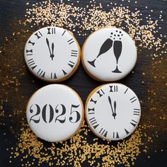 New Year's Eve Round Cookie Stencil 3 Pc Set Dior Cookies, Decorating Chocolate, Monogram Backgrounds, Specialty Coffee Drinks