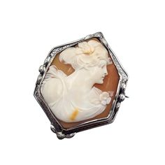 Sterling Silver Cameo Estate Brooch Pin (A5054) Size: 2" Color: White, Brown, Silver Condition: Very Good Vintage Signed: None Details: Nice Older Shell Cameo And Filigree Design. Tests As Sterling Silver. 8.34 Grams With The Shell. Please Look At All The Photos, As They Are Part Of The Description. I Try My Best To Point Out Any Flaws. Also Please Remember This Is A Preloved Piece And May Show Signs Of Light Wear, Marks, Scratches, Etc. I Will Be Posting A Lot More Jewelry, Keep Checking Back. Classic Cameo Brooches For Wedding, White Cameo Brooch For Formal Occasions, White Cameo Brooches For Formal Occasion, Classic White Brooch For Formal Occasions, Classic White Brooches For Formal Occasion, Victorian White Brooch For Anniversary, Antique White Brooches For Wedding, Cameo Brooches For Wedding, Antique White Brooch For Formal Occasions